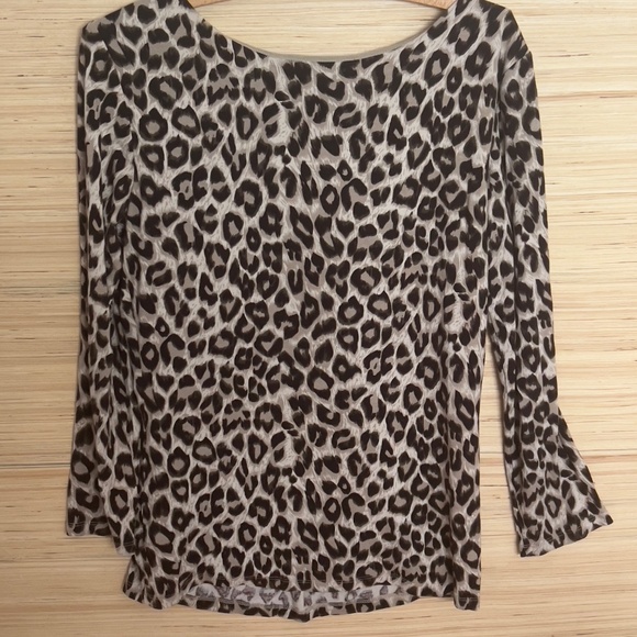 Weekend Maxmara animal print top size L large cheetah leopard scoop neck - Picture 6 of 6